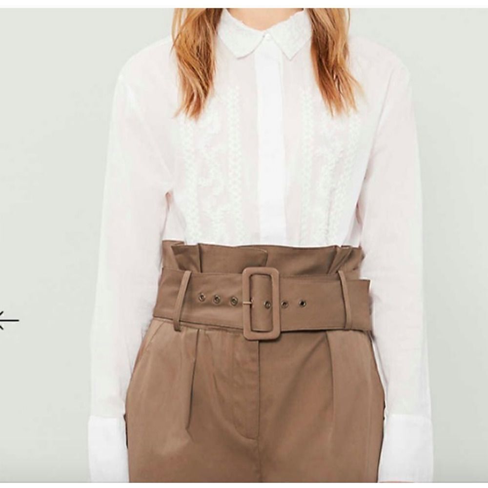 Sandro Paris Aneli Cotton Embroidered Blouse long sleeve Size 3 US 8 - Picture 4 of 7